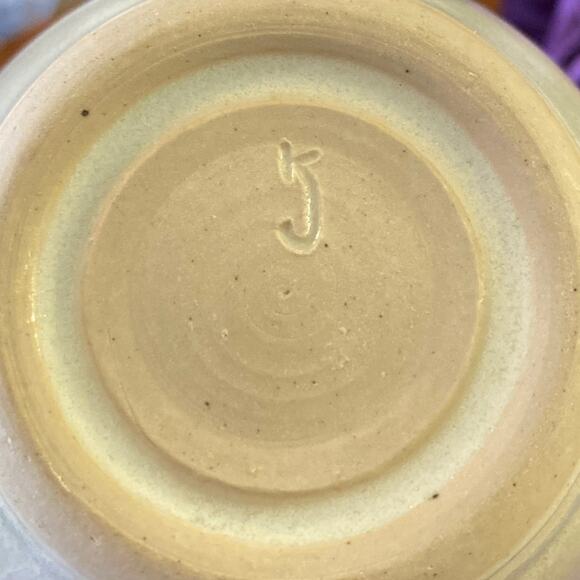 Porcelain Vase Signed Marked KJ Pottery Purple/Red Blue Cream Crazing Vintage - Picture 7 of 13